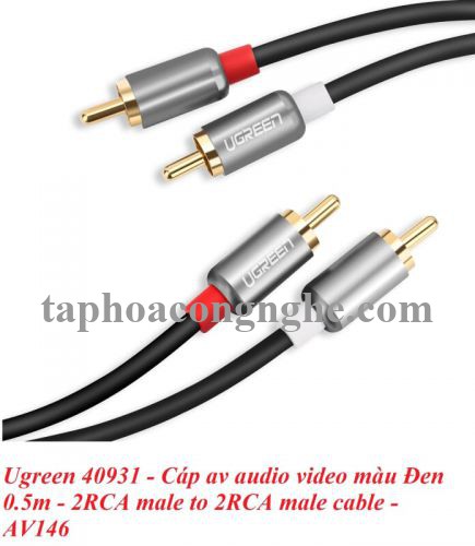 Ugreen 40931 0.5M Đen Cáp âm thanh Bông sen 2 ra 2 dương AV146 30040931